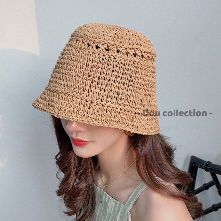 [Nowship2h] Nón Cói, Mũ Cói Mềm Vành Nhỏ Trơn Đi Biển Phong Cách Retro Vintage - Mã NC019