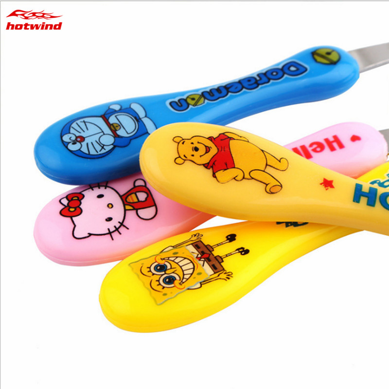 HW Muỗng Inox Cán Nhựa 4 Màu Dễ Thương Cho Bé