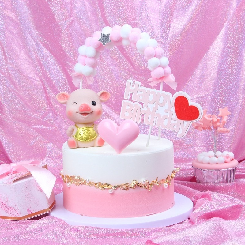 Que Cắm Trang Trí Bánh Kem Gắn Bóng Lông Dễ Thương