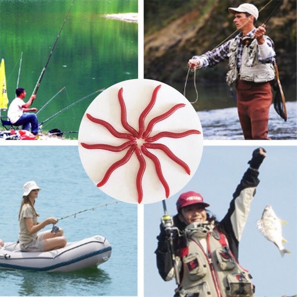 50 Mồi Giun Giả Câu Cá Mềm Phát Sáng Trong Đêm