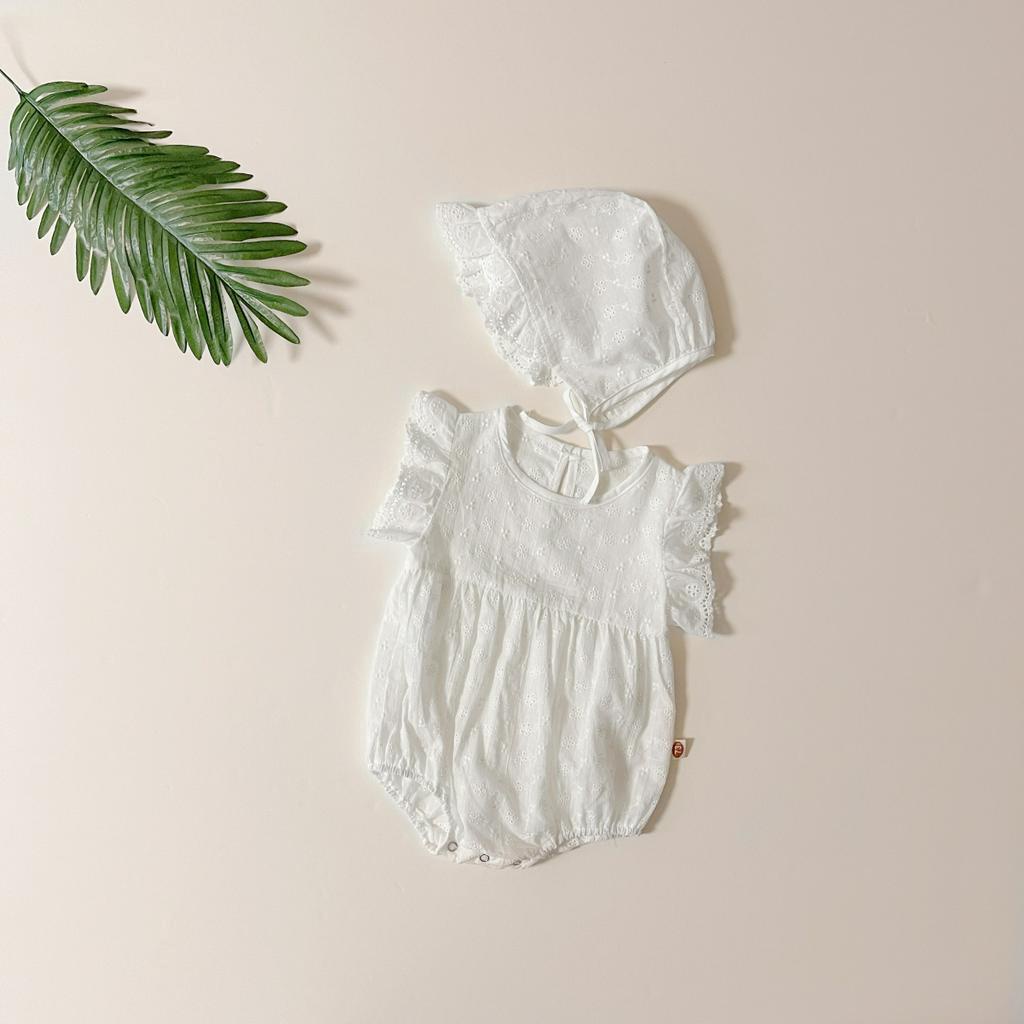 Áo liền quần + nón thời trang cho bé mới sinh