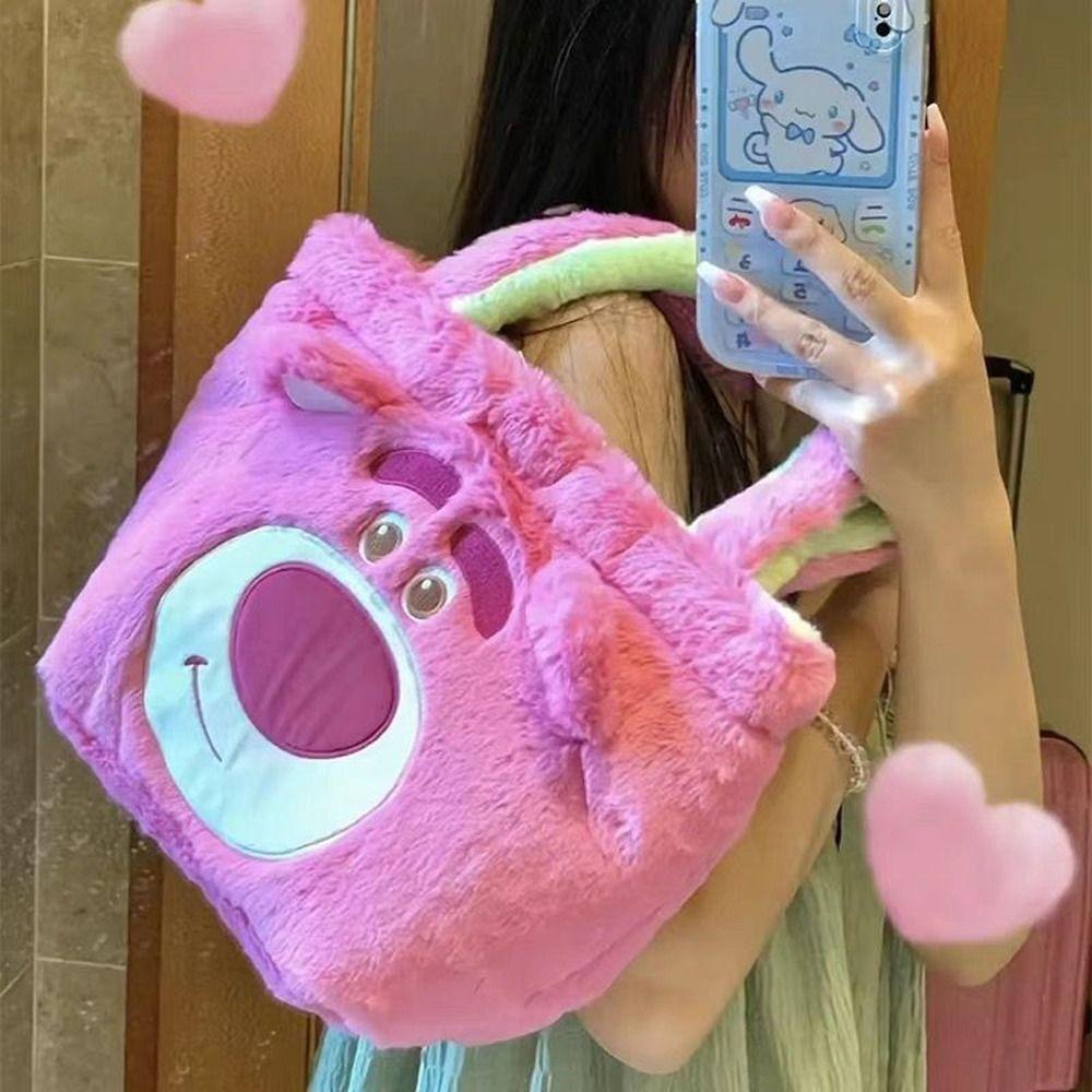 Túi Xách Tote Vải Nylon Hai Mặt Cỡ Lớn In Họa Tiết Dâu Tây / Gấu Bông Sáng Tạo Cho Nữ