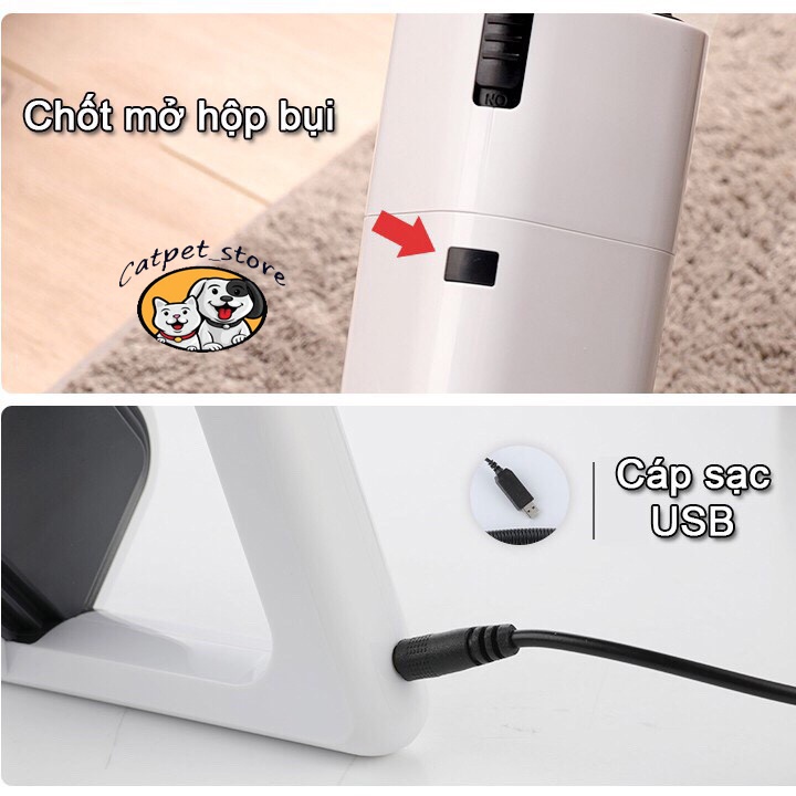Máy hút lông chó mèo cầm tay mini không dây, máy hút bụi gia đình nhỏ gọn