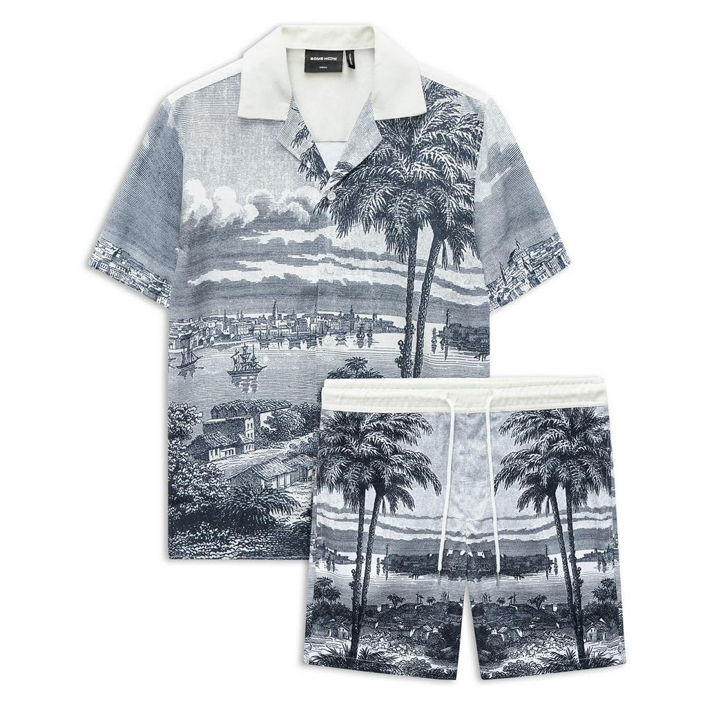 Set Nam Shirt Summer Landscape, Chất Vải Rayon Thoải Mái, SB0011-01,SOMEHOW