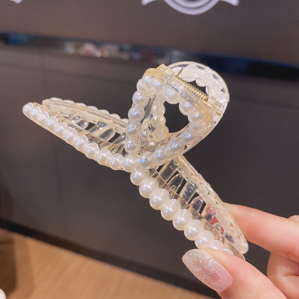 Kẹp tóc càng cua phối ngọc trai nhân tạo phụ kiện tóc phong cách hàn quốc xinh xắn KNN01
