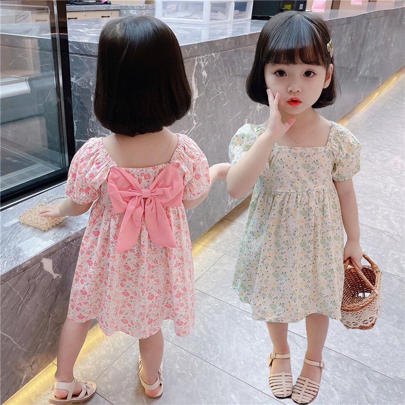 Đầm công chúa IQ ANGEL họa tiết hoa nhí xinh xắn thời trang cho bé gái