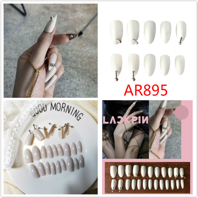 Set 24 Móng Tay Giả Chống Nước Kèm Keo Dán Phong Cách Thanh Lịch