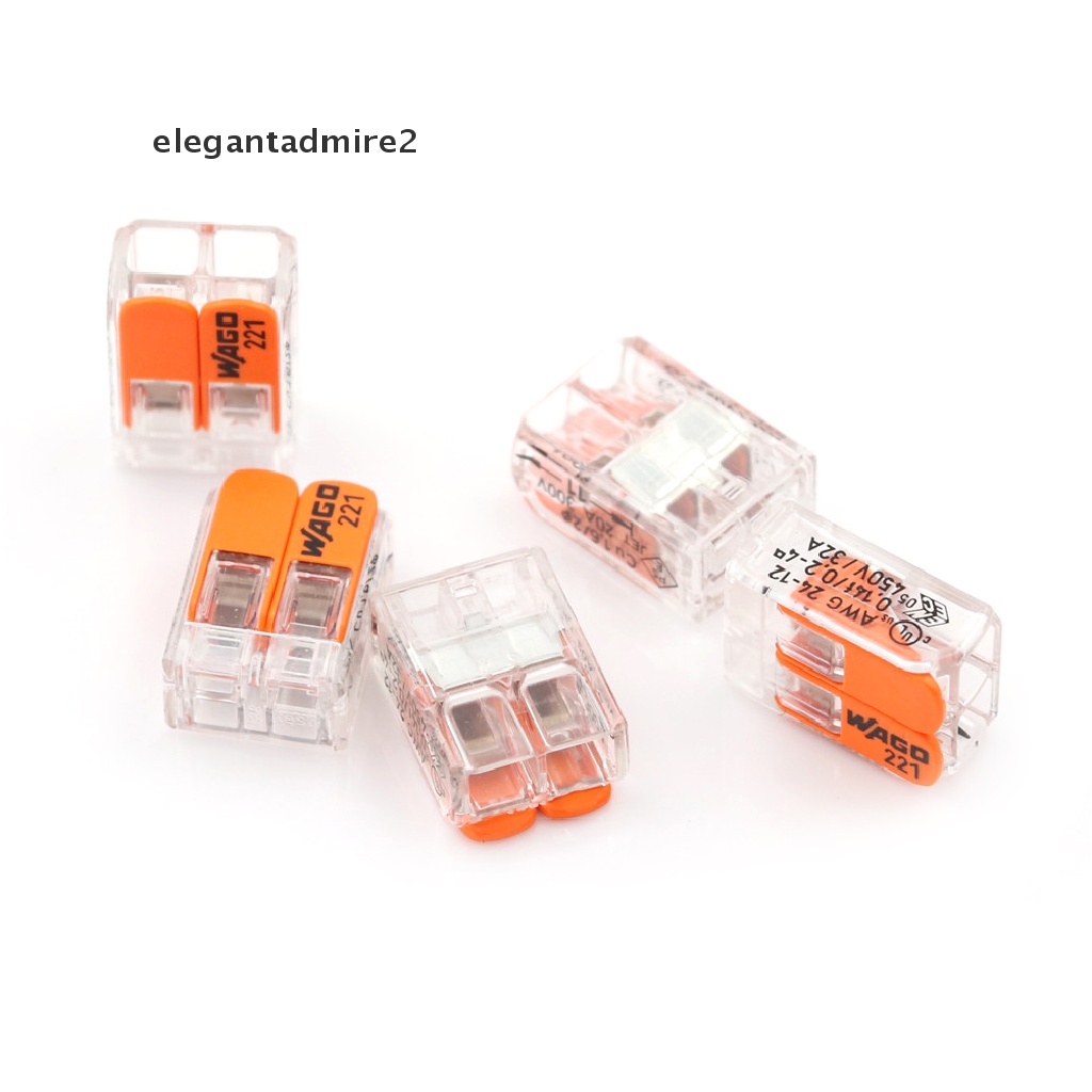 [gele] Hot 5Pcs Sale Wago 221-412 LEVER-NUTS 2 Conductor Compact Connector 10 PK Copper Wire Junction [ele]