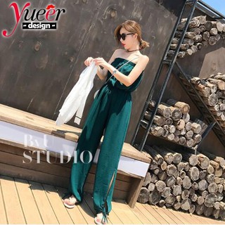 Hộp Boxer Jumpsuit Chính Hãng Hàn Quốc Jumpsuit Thái Lan Jumpsuit Quần Dài Một Vai Ống Top Eo Cao Mỏng Hơn Nhìn Voan Rò Rỉ Vai Rộng Jumpsuit Nữ Kỳ Nghỉ Hè