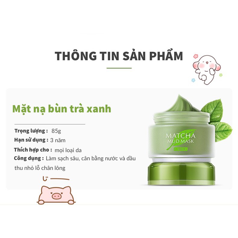 Mặt Nạ Bùn Trà Xanh Matcha Mud Mask Chính Hãng Laikou - Ngừa Mụn Phục Hồi Da Kiềm Dầu