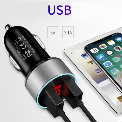 Tẩu sạc xe ô tô ⚡𝑭𝑹𝑬𝑬𝑺𝑯𝑰𝑷⚡ 2 cổng USB hiển thị thông số với màn hình led 3.1A cho Điện thoại di động