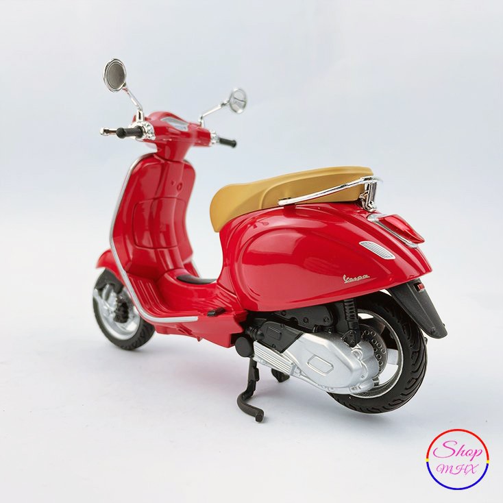 Xe mô hình mô tô Vespa Primavera TẶNG KÈM BIỂN SỐ tỉ lệ 1:12 hãng Welly