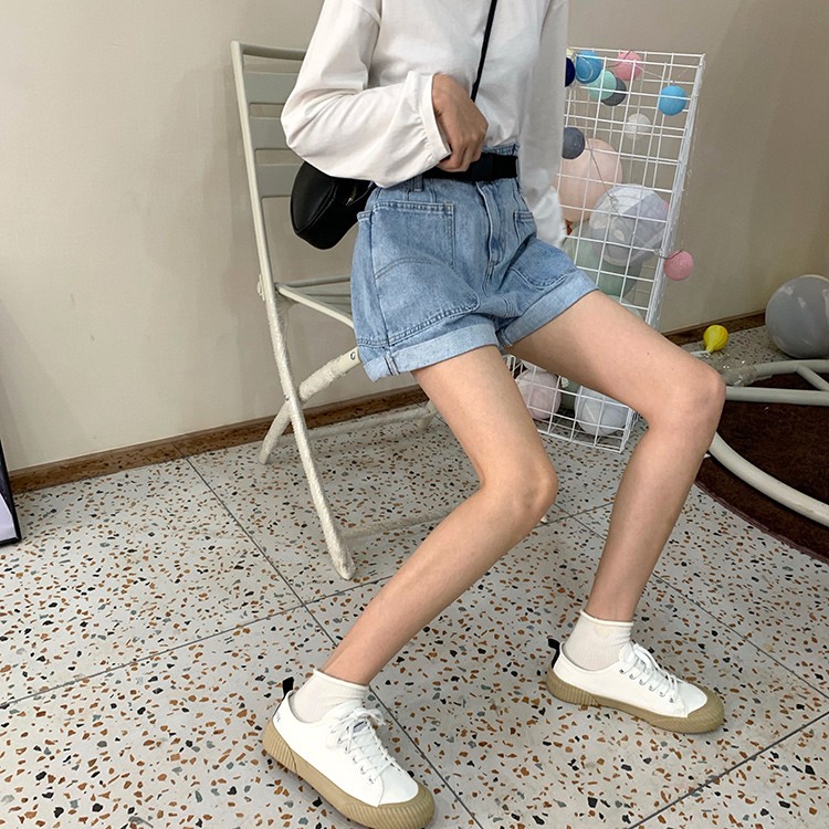 Quần Đùi Bò 2 Túi Bigtoe PEONYB Nữ [FREESHIP]  Short jean gập gấu suông ống rộng, jeans lửng cạp cao Ulzzang HOT