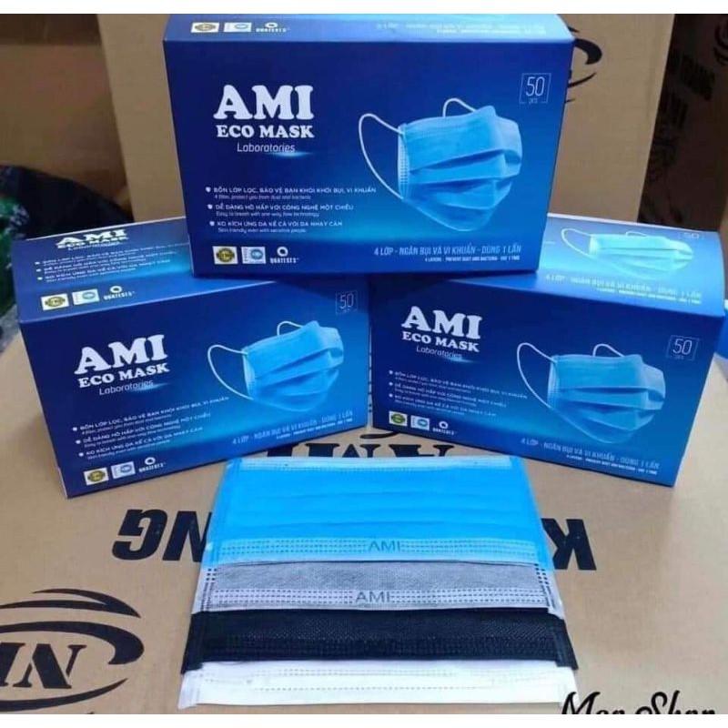 1 hộp khẩu trang y tế AMI xám 4lớp (50 chiếc 1 hộp) | BigBuy360 - bigbuy360.vn