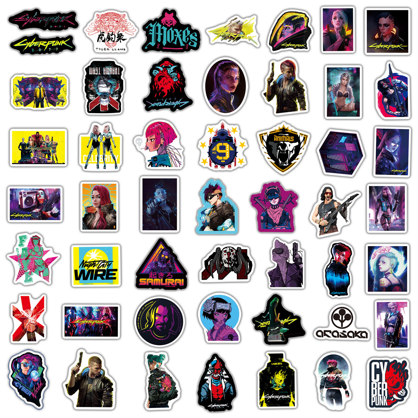 Miếng Dán Graffiti Cyberpunk Kích Thước 50pas / 25pas 2077 Cho Xe Ô Tô