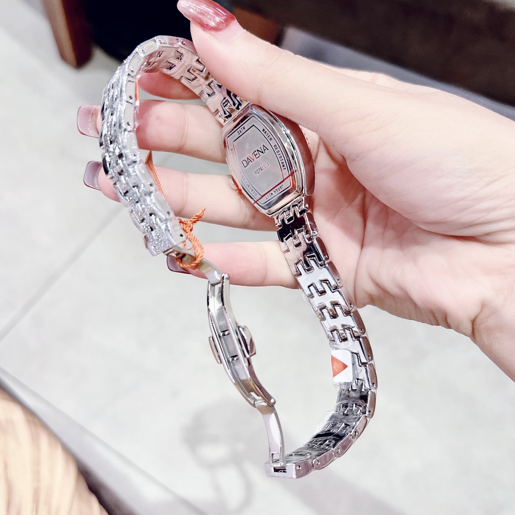 Đồng Hồ Davena Nữ Mặt Vạch Full Đá 34mm Silver Authentic