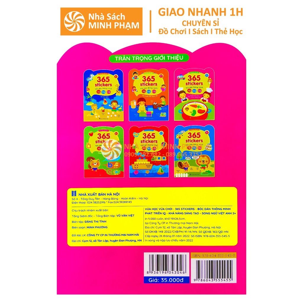 Sách - Bộ 6c Bóc Dán Thông Minh 365 (Dành Cho Trẻ Từ 2-6 Tuổi) - Giúp Bé Phát Triển IQ, EQ, CQ