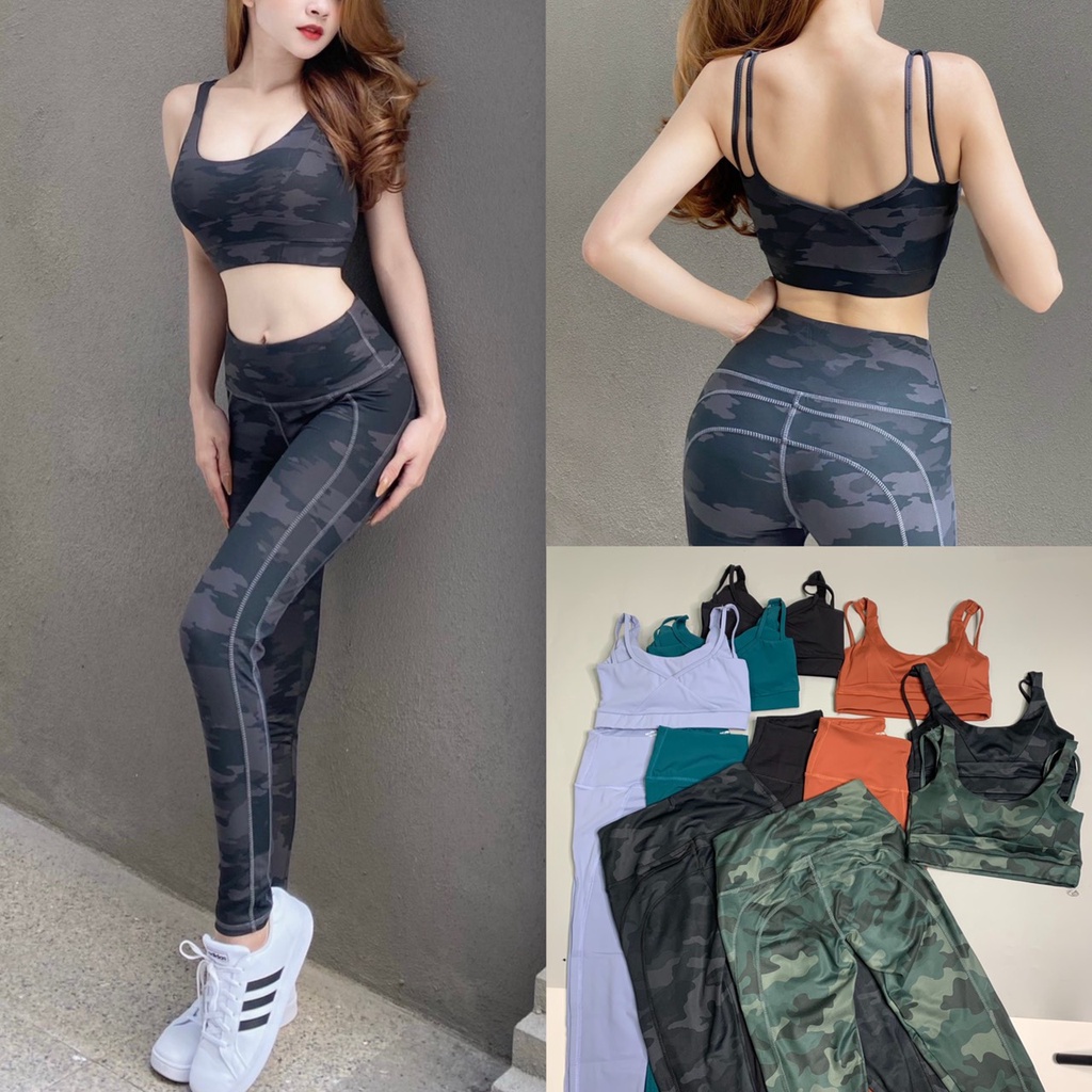 Bộ Đồ Tập Gym Yoga Nữ BCT2 Bra Kèm Mút Chất Thun Lạnh Co Giãn Tốt