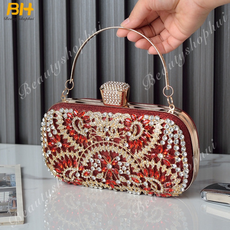 Ví Cầm Tay Đính Đá Pha Lê / Hoa Thời Trang Sang Trọng Cho Nữ