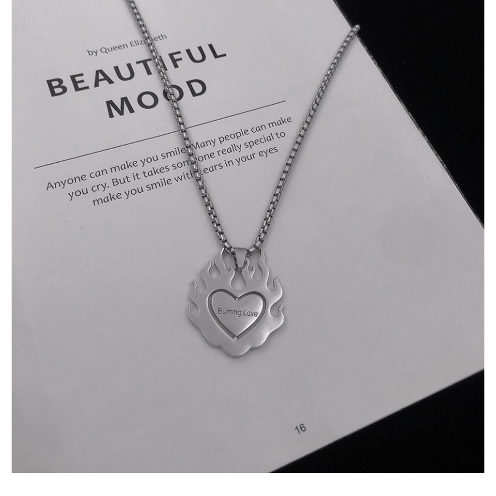 Mới Vòng cổ Thép Titan Mặt Hình Ngọn Lửa Thời Trang Cho Nam Nữ