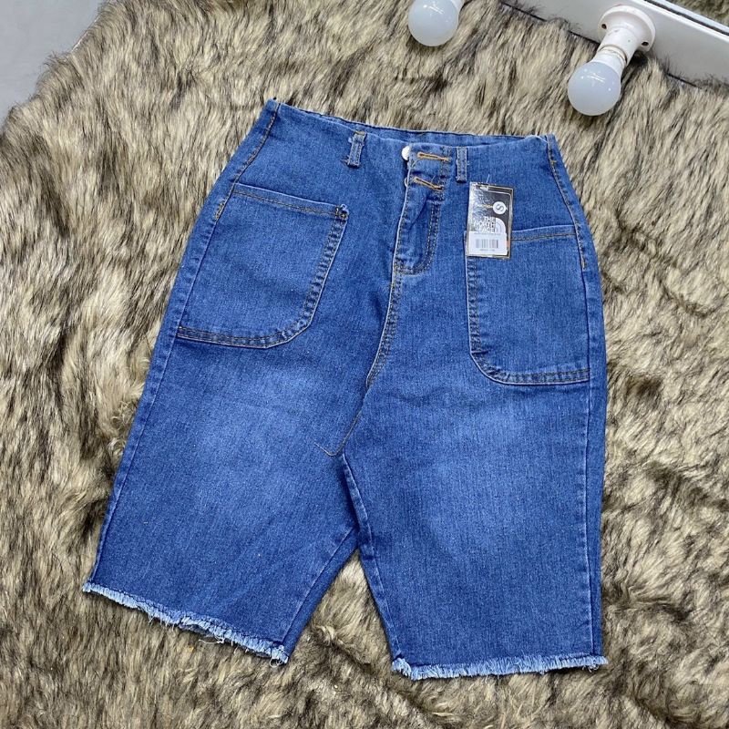 Quần jeans ngố lưng cao 2 nút cạp cao chuẩn dáng