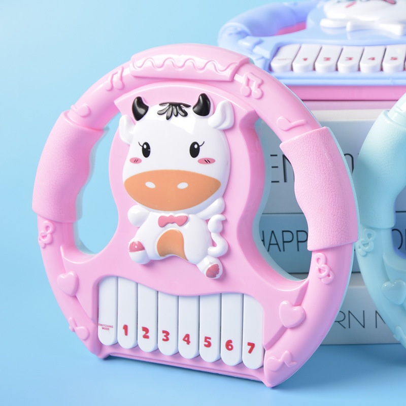 Đồ Chơi Đàn Organ Điện Tử Giả Vô Lăng Có Nút Âm Thanh Họa Tiết Hoạt Hình Giáo Dục Sớm Cho Bé Trai Và Gái