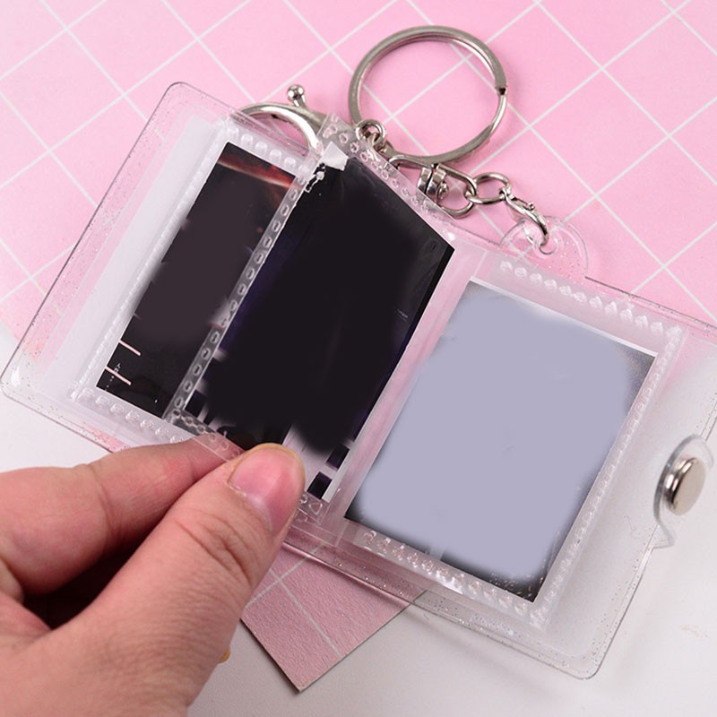Album đựng ảnh mini bìa trong suốt kích thước 2 inch kèm móc khóa dễ thương