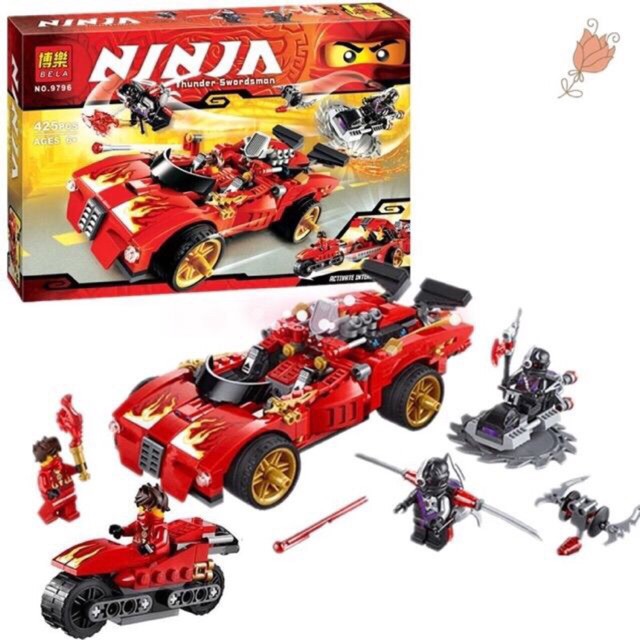 Lắp ráp xếp hình Ninjago Bela 9796 Bela 10803 : Xe hơi chiến đấu của Kai 425 mảnh