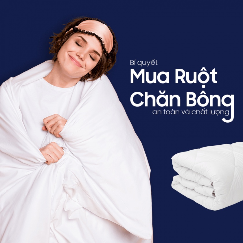 Ruột Chăn Trắng Bông Gòn Tinh Khiết Nặng 2,5kg Hàng Chuẩn Khách Sạn Cao Cấp - Siêu Dày, Siêu Ấm Happy HOME