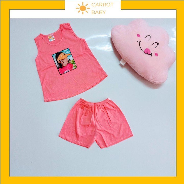 Quần áo trẻ em-đồ bộ bé gái thun cotton- kiểu sát nách (6kg-17kg) CARROT BABY SHOP