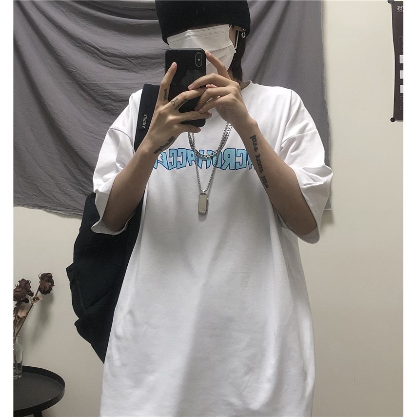 Áo thun in chữ unisex form rộng, dáng suông TD store