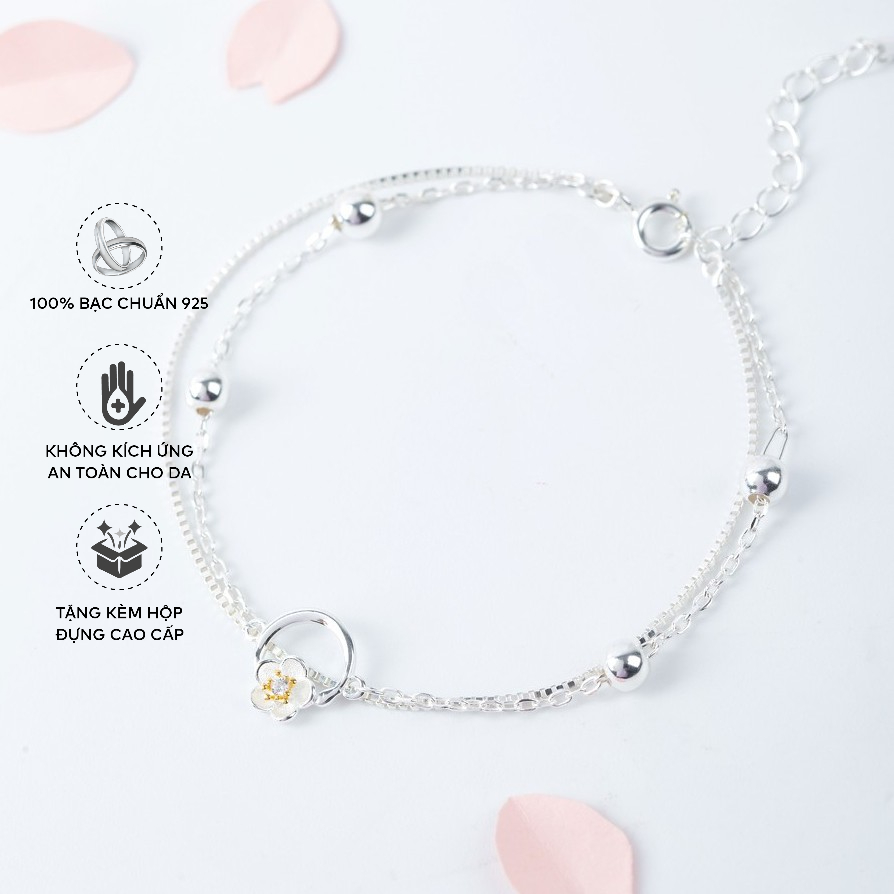Lắc Tay Bạc Blue Peach Hoa Anh Đào WG LT540