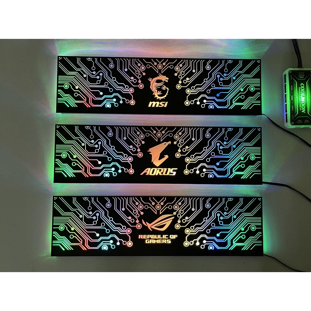Cover Che Nguồn Máy Tính Led RGB Đồng Bộ Hub Coolmoon Và Mainboard(3Pin 5V) - Họa Tiết Mạch Điện Vô Cực và Logo Các Hãng