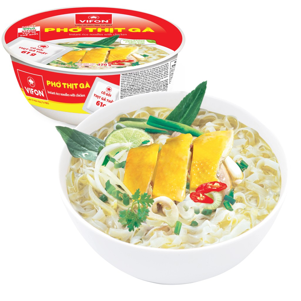 [UY TÍN] Thùng 12 Tô Phở Thịt Gà Có Thịt Thật VIFON 120g/Tô [CHÍNH HÃNG]