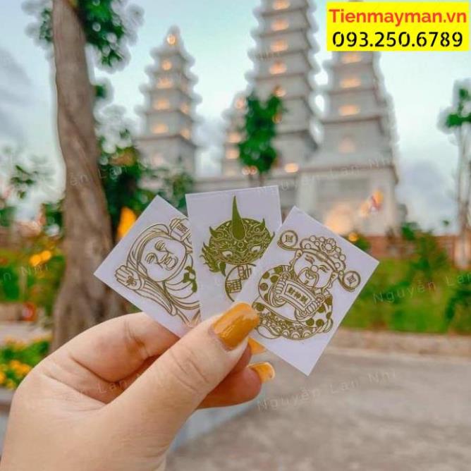 Combo 3 miếng linh phù tài lộc THẦN TÀI GIỮ CỦA - THẦN TÀI KHAI LỘC - T.IỀN VÔ NHƯ NƯỚC dán điện thoại, laptop ý nghĩa