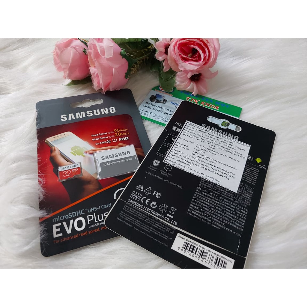 Thẻ nhớ Micro SD 32GB Samsung Evo Plus kèm đế.