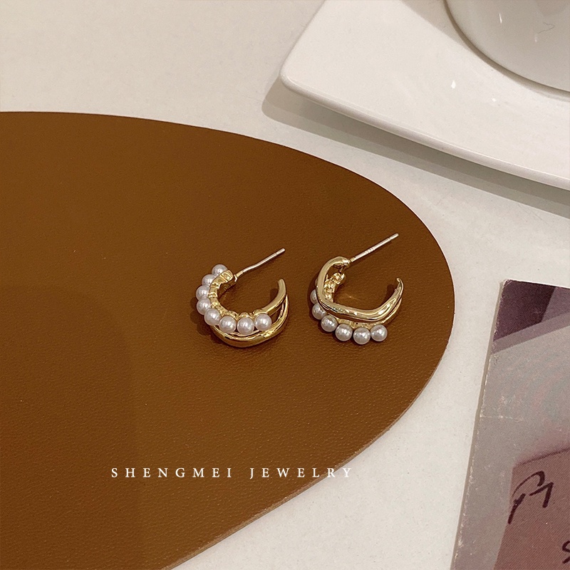 Khuyên Tai Ngọc Trai Hình Chữ C Sang Trọng