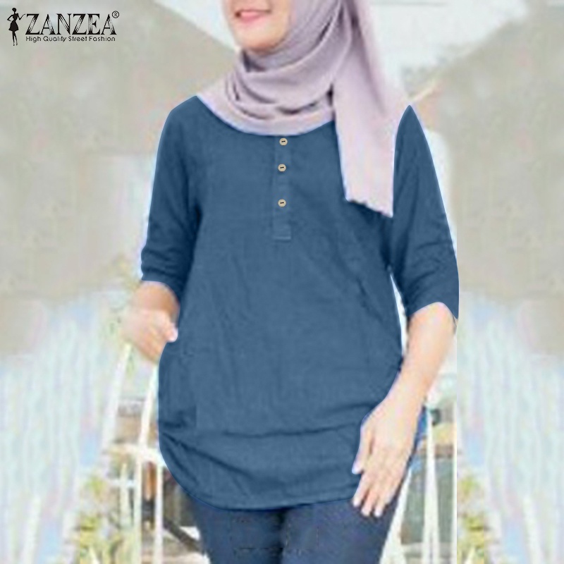 Zanzea Áo Sơ Mi Tay Lửng Màu Trơn Thời Trang Dành Cho Nữ