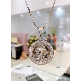 Dây chuyền bạc cao cấp mặt versace xi bạch kim (xi vàng trắng) cho nam và nữ