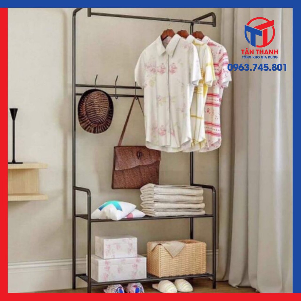 Kệ treo quần áo kèm để đồ đa năng tiết kiệm không gian
