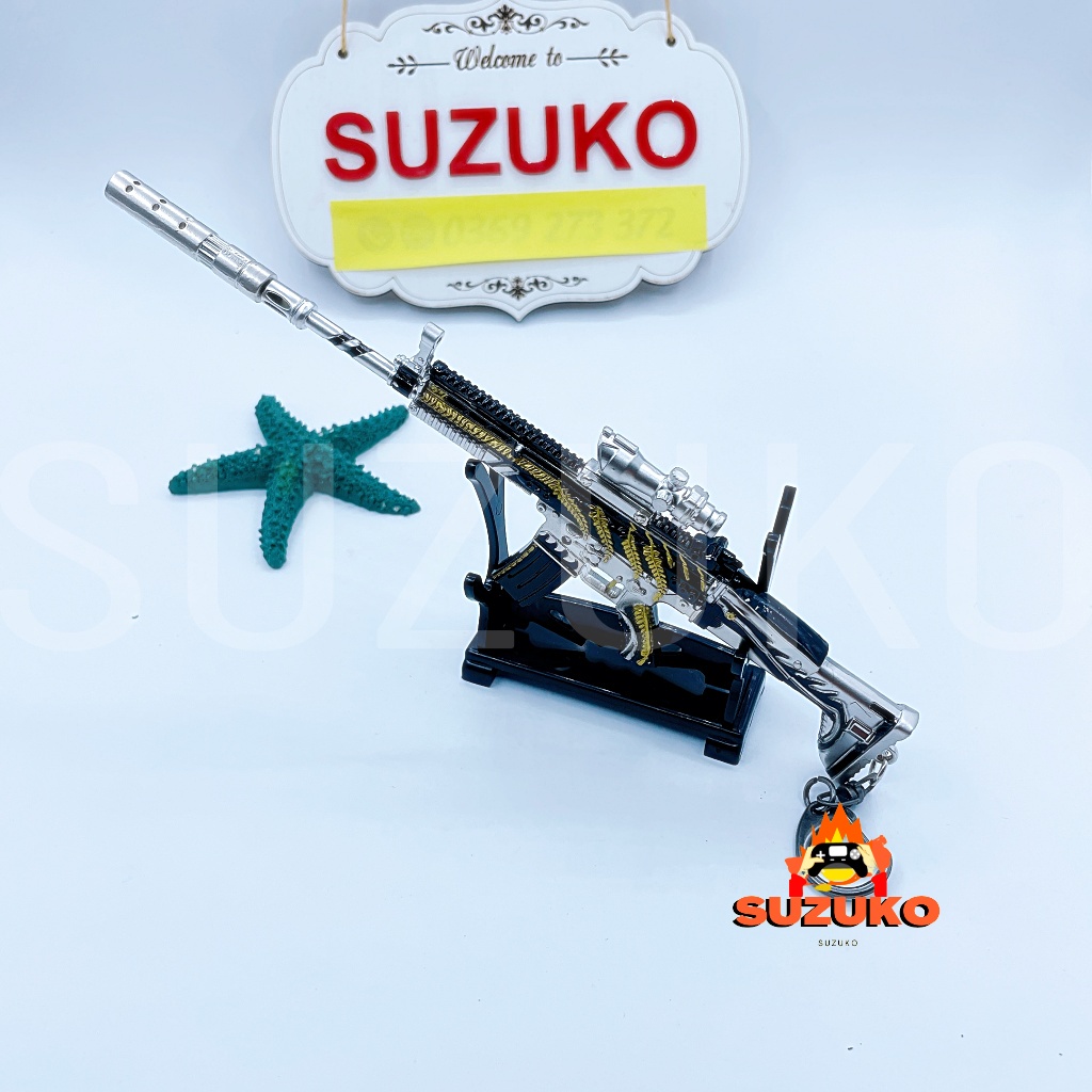 Mô hình kim loại lắp ráp SCAR pubg đồ chơi lắp ghép mini Skin Gold Keel 21cm đồ chơi lắp ghép Tặng kệ đỡ trưng bày