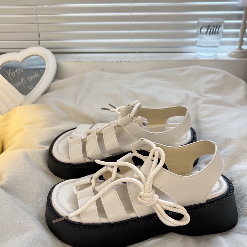 Giày Sandal Nữ Ulzzang bản cao cấp - Giày cột dây nữ cao 4 phân đi học đi chơi mang áo dài mẫu mới