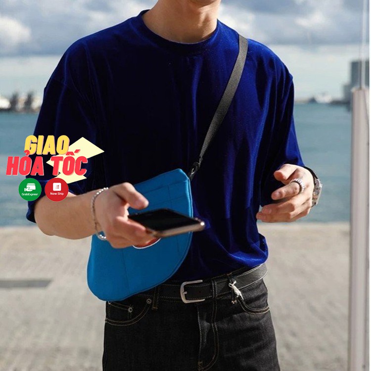 Áo nhung nam nữ form rộng tay lỡ - Xanh Dương