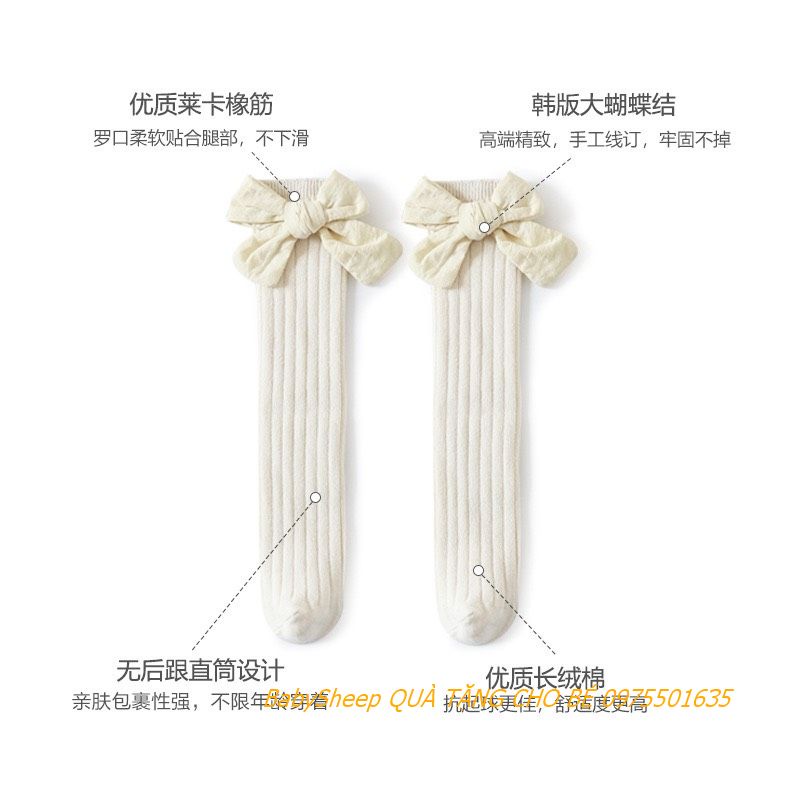 Tất đính nơ đầu gối cho bé gái xinh xắn đáng yêu
