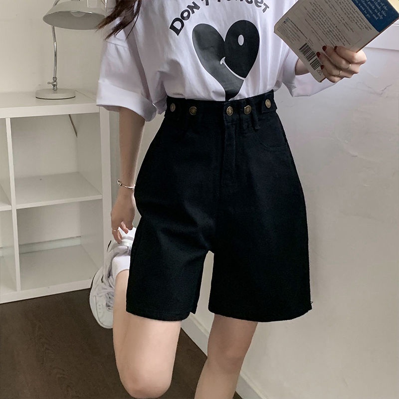 Quần short denim COZOK lưng cao ống rộng phong cách cổ điển dễ phối đồ