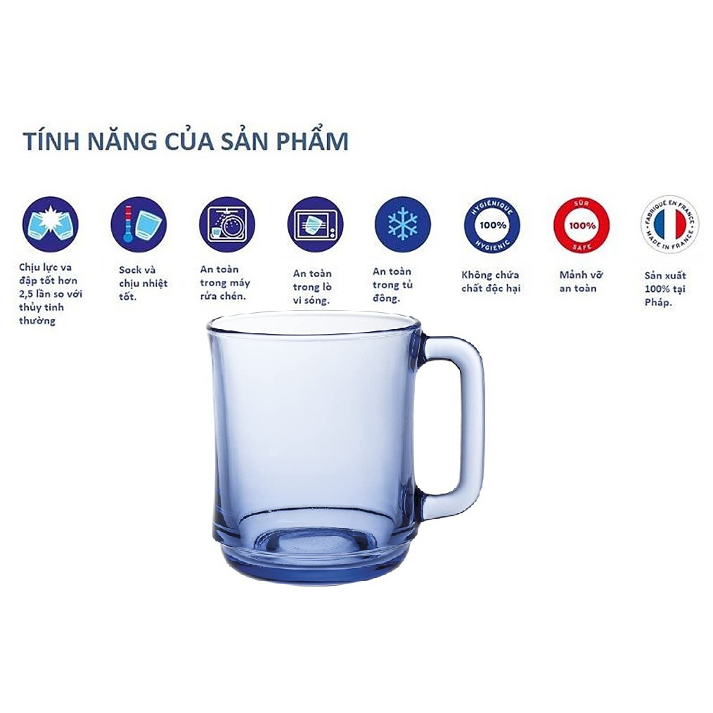 Bộ 2 ly thủy tinh cường lực cao cấp của Pháp có quai Duralex chịu lực tốt