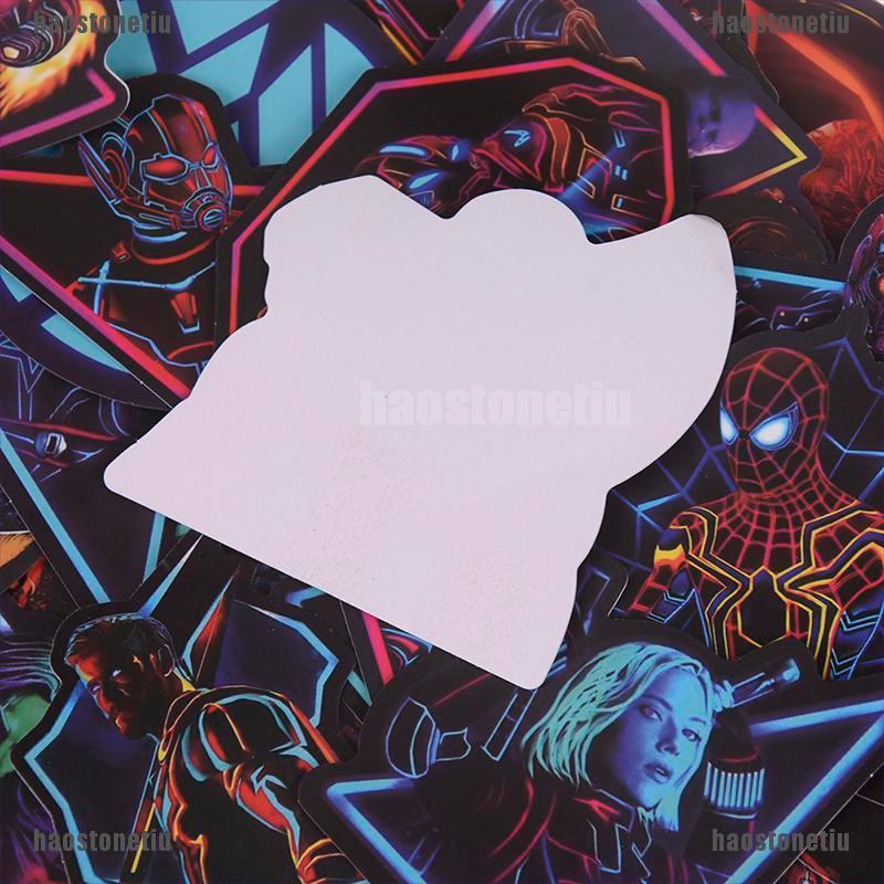 Set 49 Miếng Dán Họa Tiết Anime The Avengers Màu Neon Trang Trí Laptop / Tủ Lạnh
