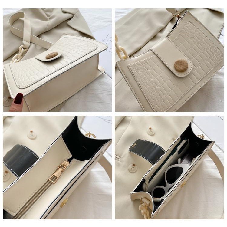 Túi kẹp nách đeo vai phối xích full màu công sở đựng vừa điện thoại DIOMI thời trang mẫu mới 2021