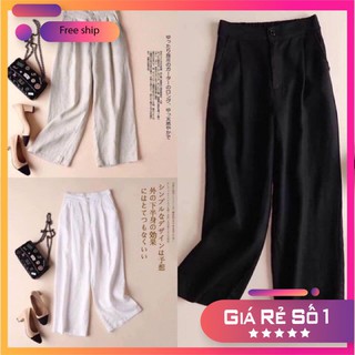 Quần đũi ống rộng ⚡𝐅𝐑𝐄𝐄𝐒𝐇𝐈𝐏⚡Quần đũi ống rộng chất liệu đũi linen xuất Hàn siêu Hot