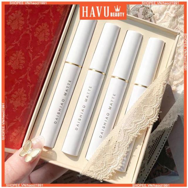 Set 4 Son Kem Lì LOOK BOOK DAISHIAO LACE Lipglaze Velvet Matteseries Vị Đào - HAVU Beauty